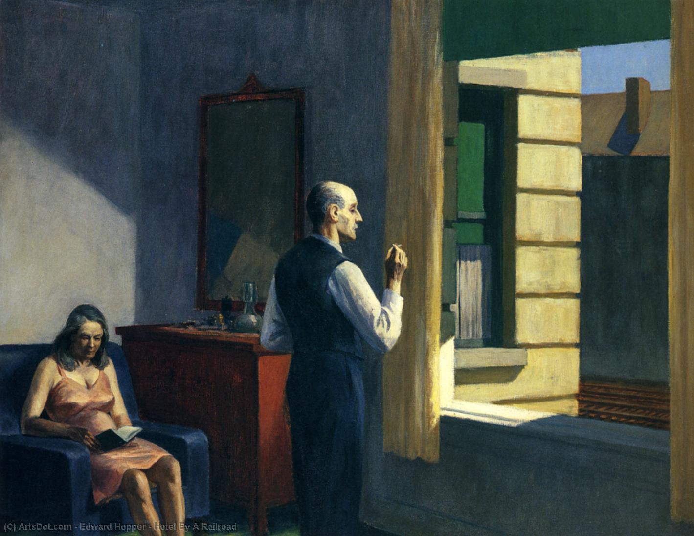Wikioo.org - The Encyclopedia of Fine Arts - Painting, Artwork by Edward Hopper - Hotel By A Railroad