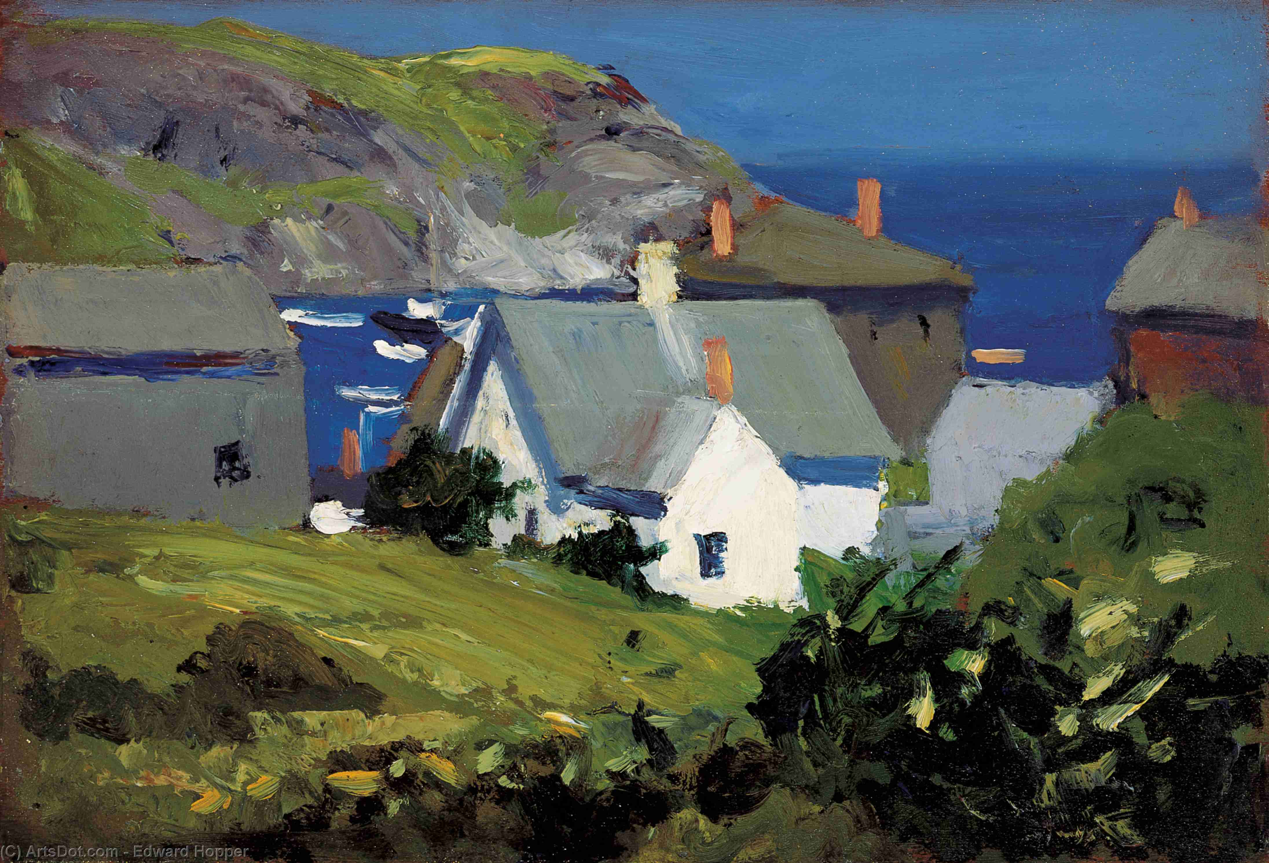WikiOO.org - Encyclopedia of Fine Arts - Lukisan, Artwork Edward Hopper - Monhegan Houses, Maine