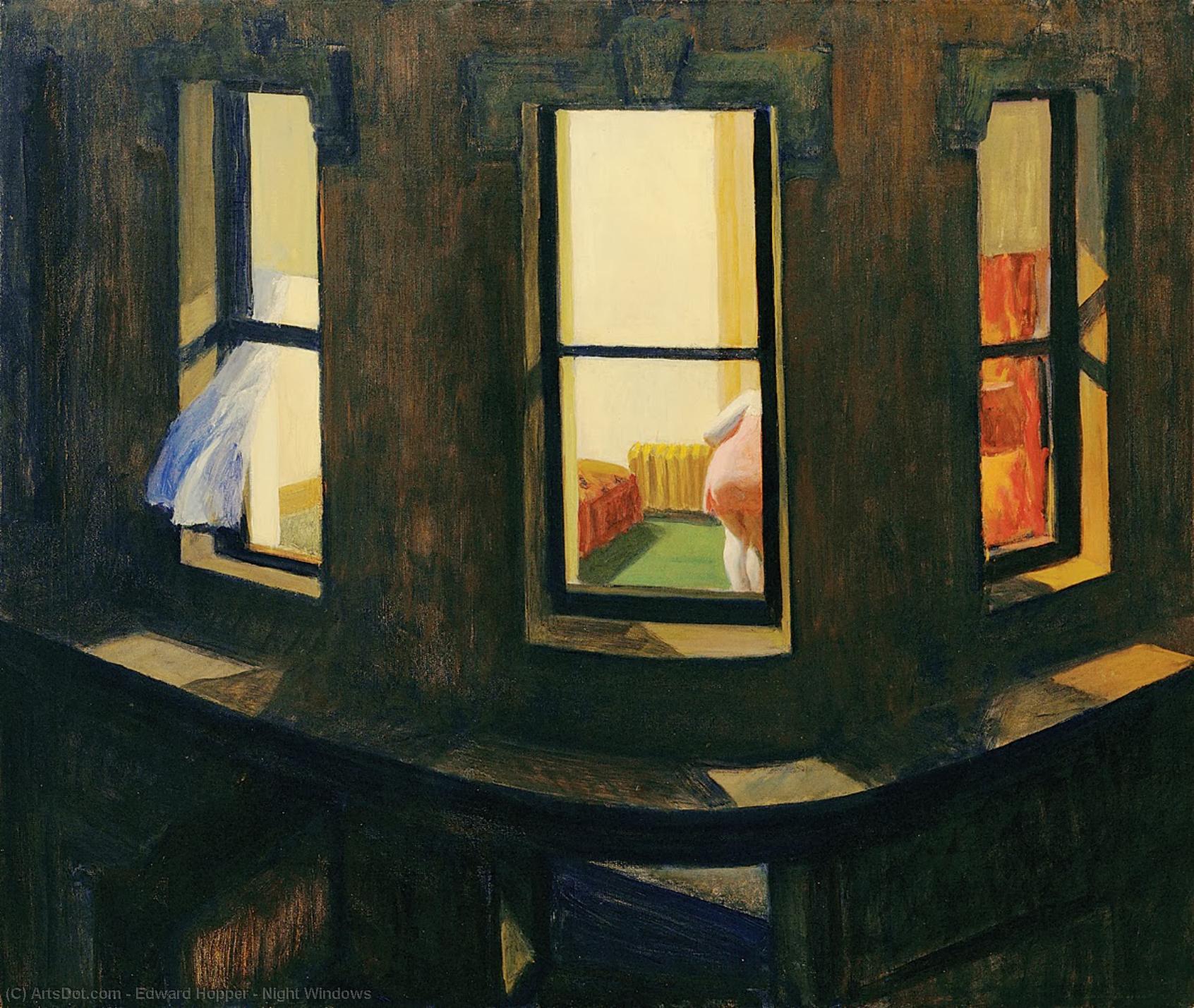 Wikoo.org - موسوعة الفنون الجميلة - اللوحة، العمل الفني Edward Hopper - Night Windows