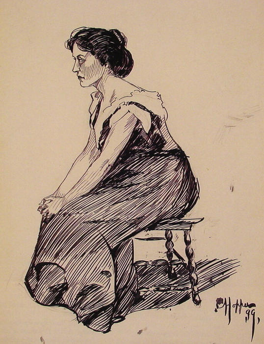 Wikioo.org - สารานุกรมวิจิตรศิลป์ - จิตรกรรม Edward Hopper - Study of a Seated Woman