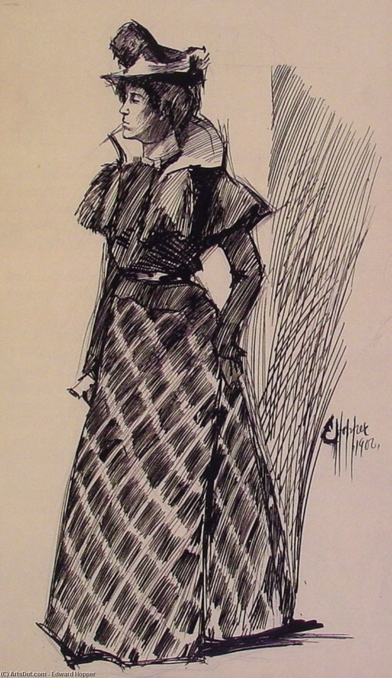 Wikioo.org – La Enciclopedia de las Bellas Artes - Pintura, Obras de arte de Edward Hopper - estudio de a de pie mujer
