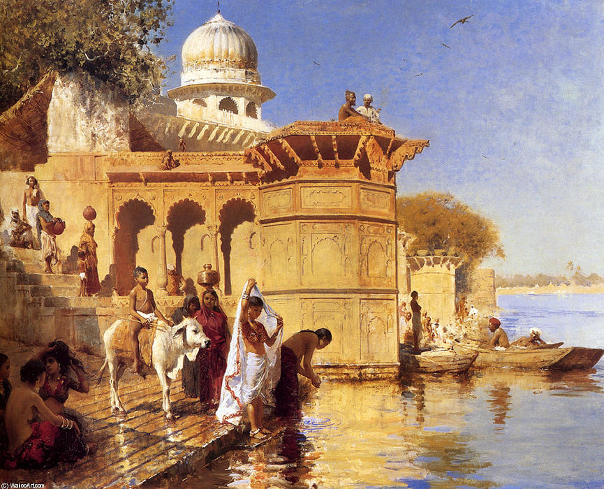 Wikioo.org - The Encyclopedia of Fine Arts - Painting, Artwork by Edwin Lord Weeks - Along the Ghats, Mathura