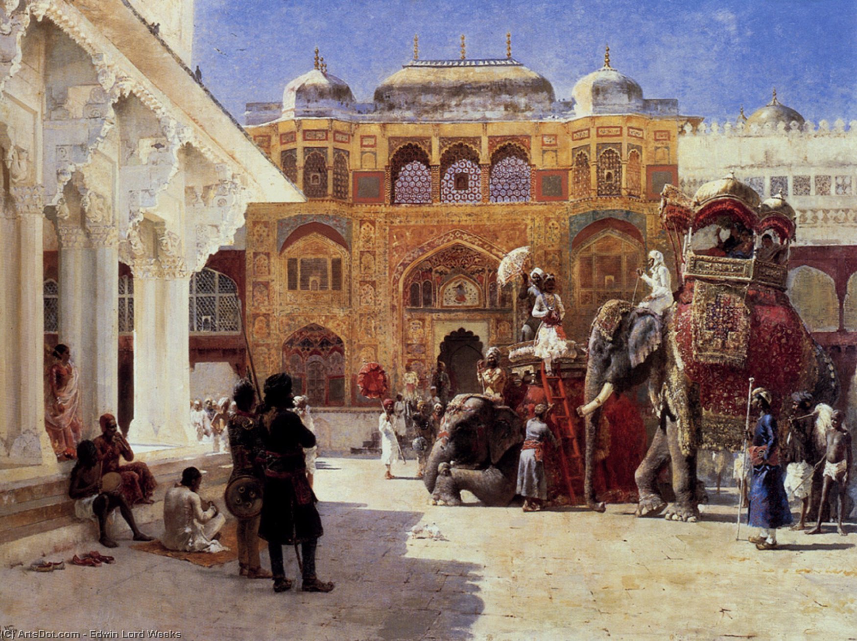 Wikioo.org - The Encyclopedia of Fine Arts - Painting, Artwork by Edwin Lord Weeks - Arrival Of Prince Humbert, The Rajah, At The Palace Of Amber