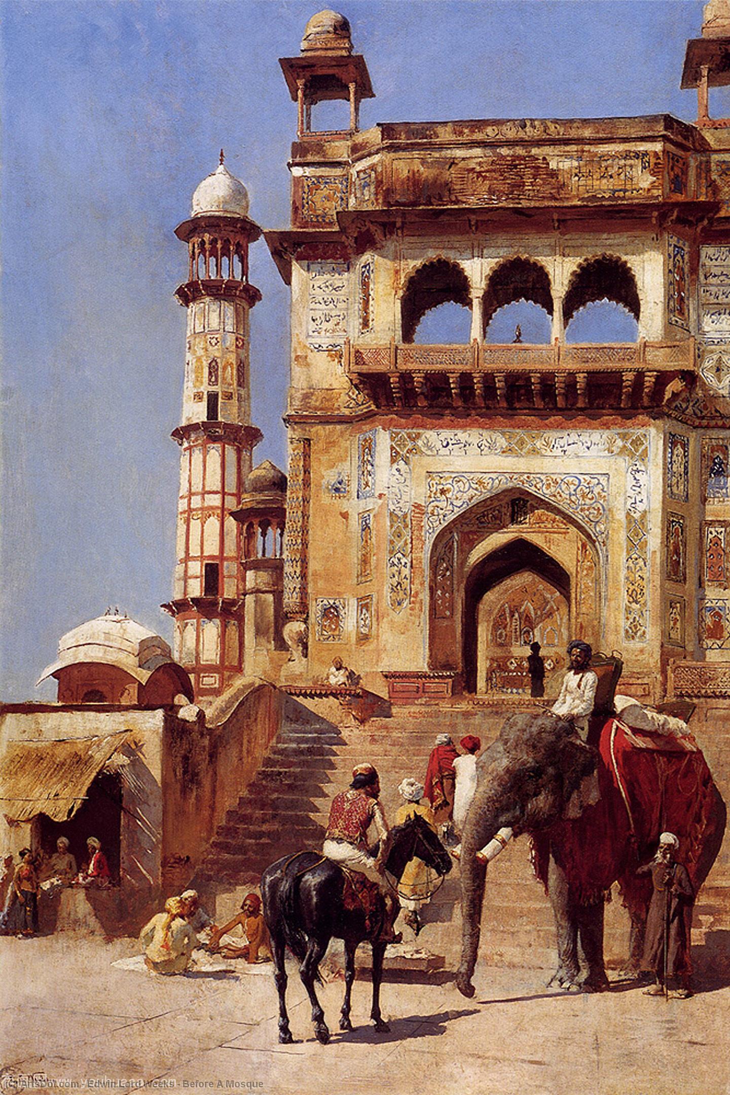 Wikioo.org - The Encyclopedia of Fine Arts - Painting, Artwork by Edwin Lord Weeks - Before A Mosque