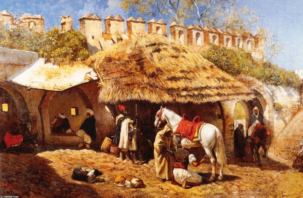 Wikioo.org - The Encyclopedia of Fine Arts - Painting, Artwork by Edwin Lord Weeks - Blacksmith Shop at Tangiers