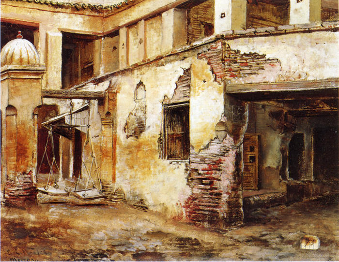Wikioo.org - The Encyclopedia of Fine Arts - Painting, Artwork by Edwin Lord Weeks - Courtyard in Morocco