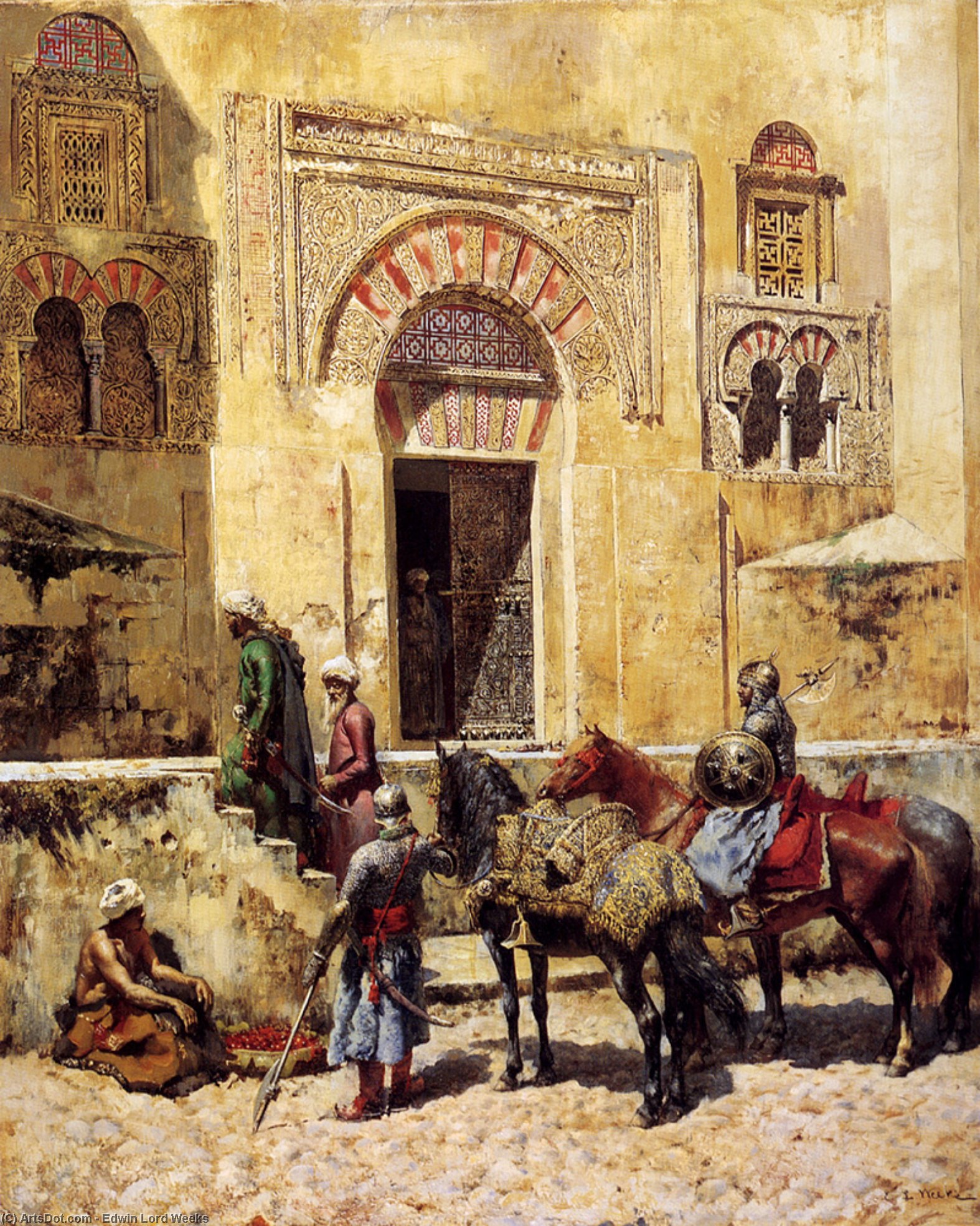 Wikioo.org – La Enciclopedia de las Bellas Artes - Pintura, Obras de arte de Edwin Lord Weeks - Al entrar en la Mezquita