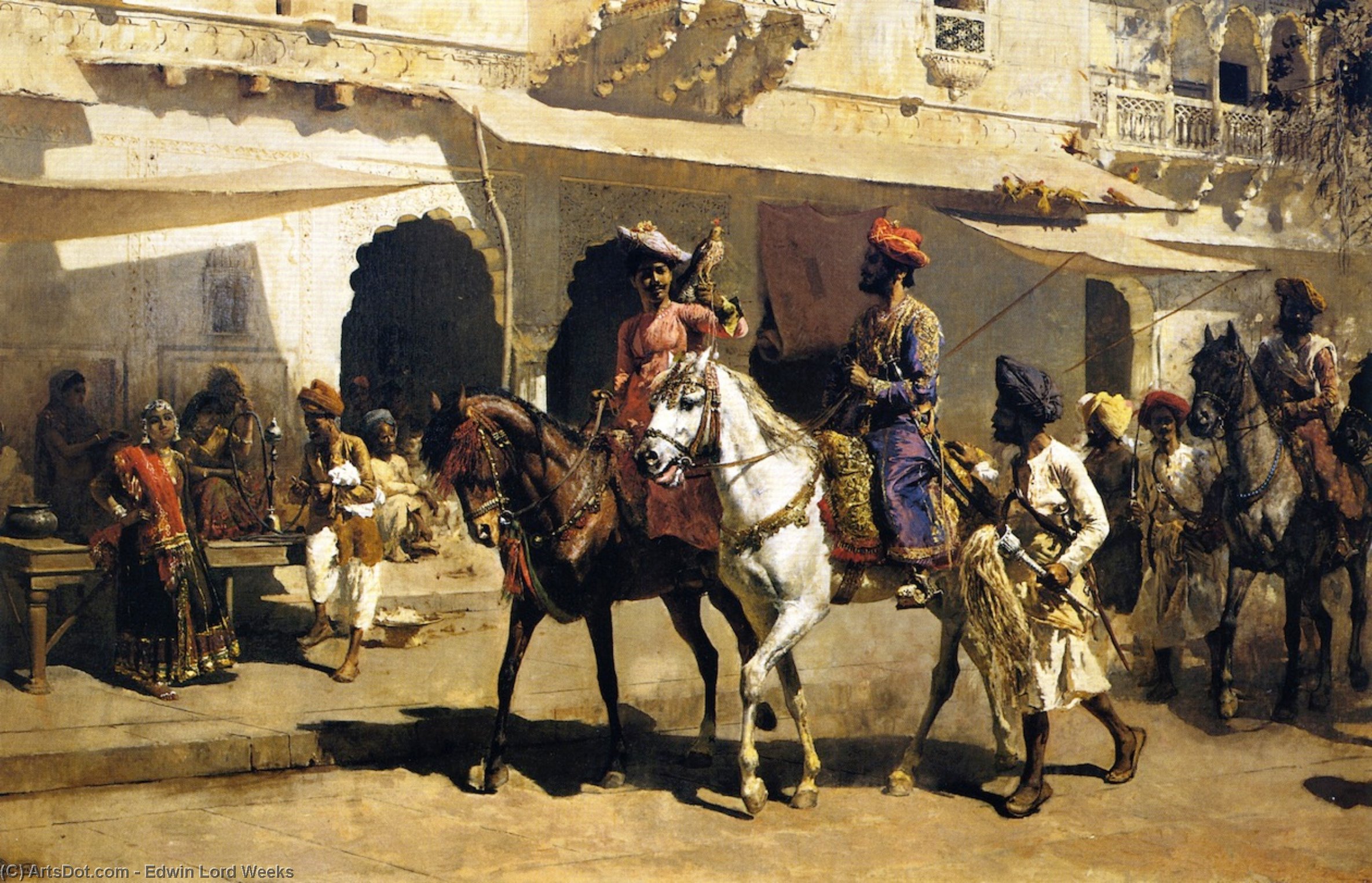 Wikioo.org - The Encyclopedia of Fine Arts - Painting, Artwork by Edwin Lord Weeks - Leaving for the Hunt at Gwalior