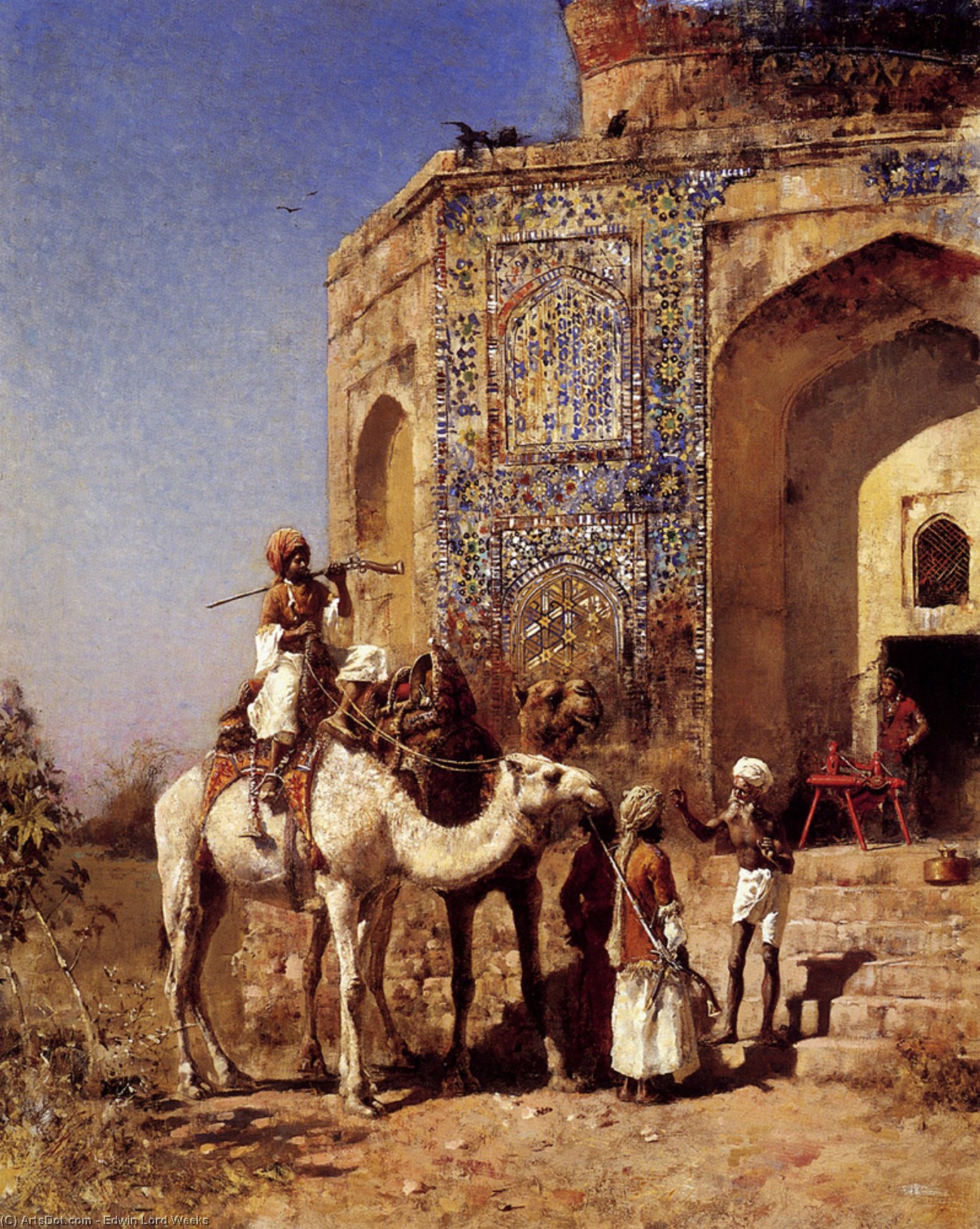 Wikioo.org - The Encyclopedia of Fine Arts - Painting, Artwork by Edwin Lord Weeks - Old Blue-Tiled Mosque, Outside of Delhi, India