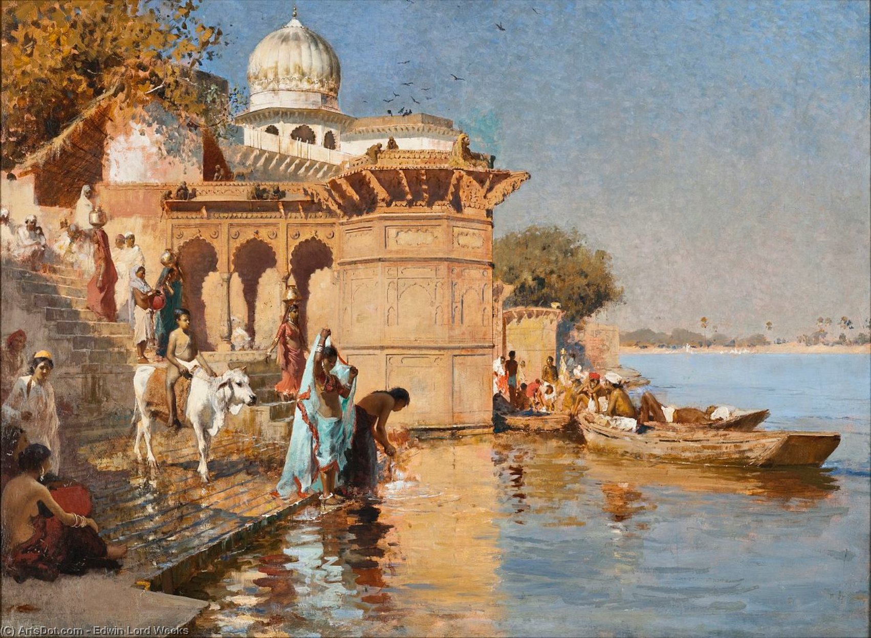 Wikioo.org - The Encyclopedia of Fine Arts - Painting, Artwork by Edwin Lord Weeks - On the River Benares