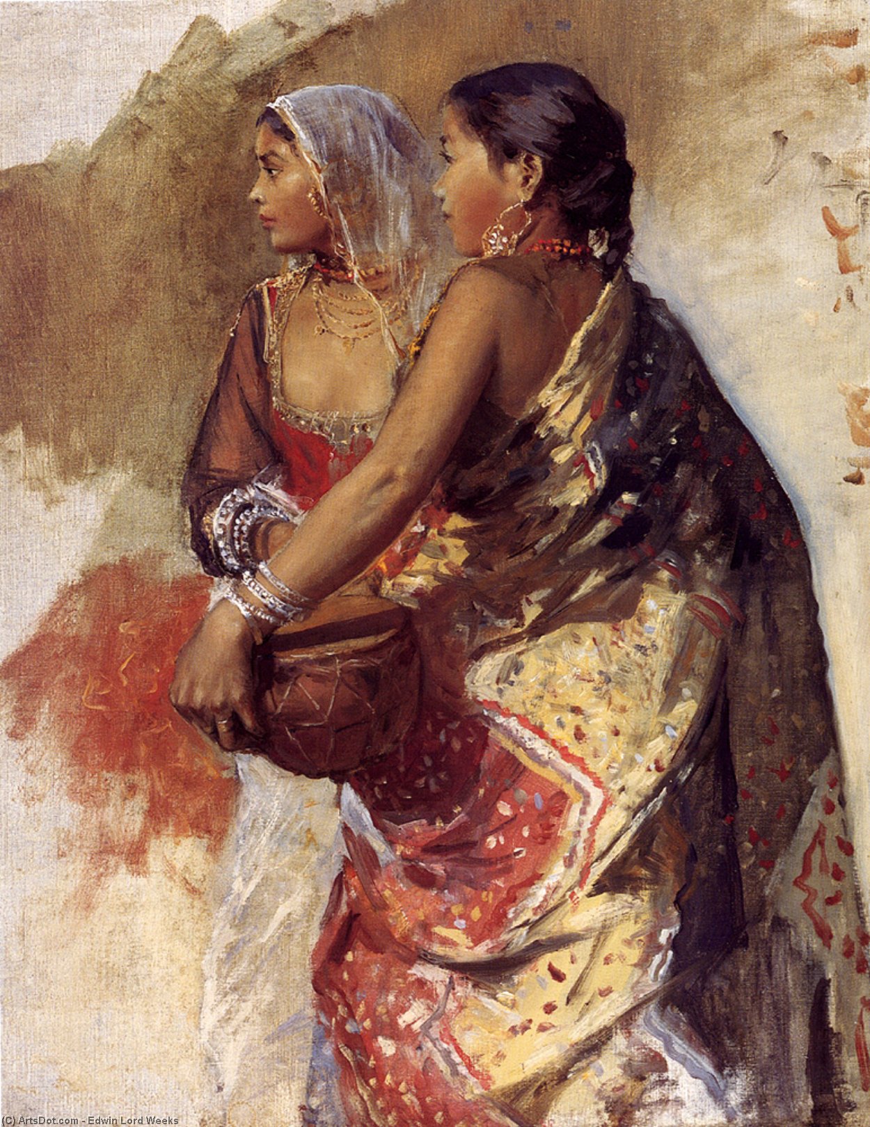 Wikioo.org - The Encyclopedia of Fine Arts - Painting, Artwork by Edwin Lord Weeks - Sketch - Two Nautch Girls