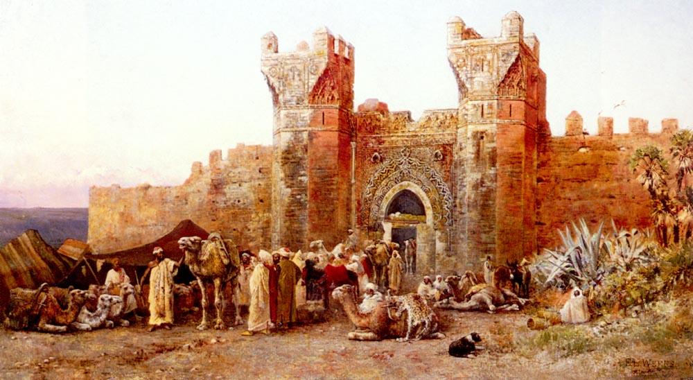 Wikioo.org - The Encyclopedia of Fine Arts - Painting, Artwork by Edwin Lord Weeks - The Departure Of A Caravan From The Gate Of Shelah, Morocco