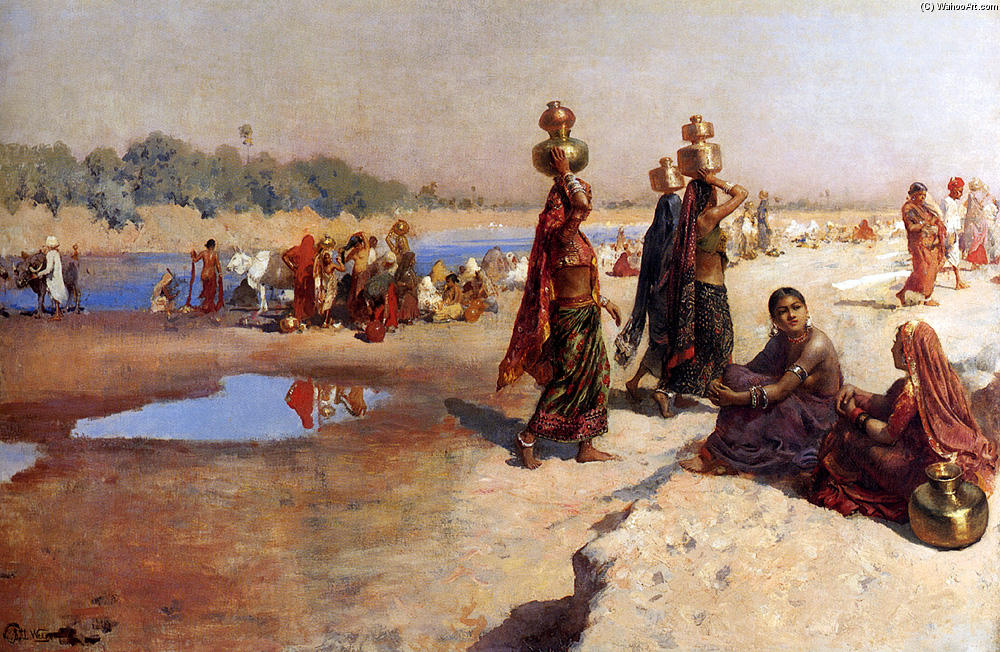 Wikioo.org - The Encyclopedia of Fine Arts - Painting, Artwork by Edwin Lord Weeks - Water Carriers Of The Ganges