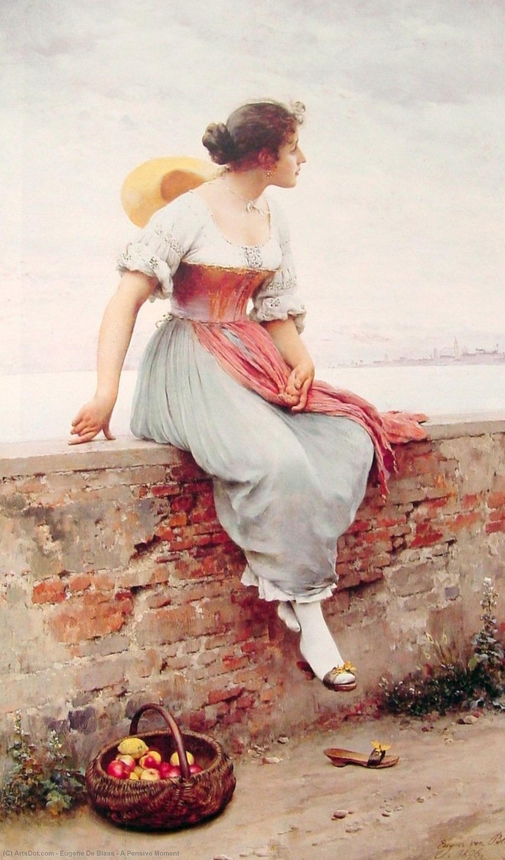 Wikioo.org - The Encyclopedia of Fine Arts - Painting, Artwork by Eugene De Blaas - A Pensive Moment