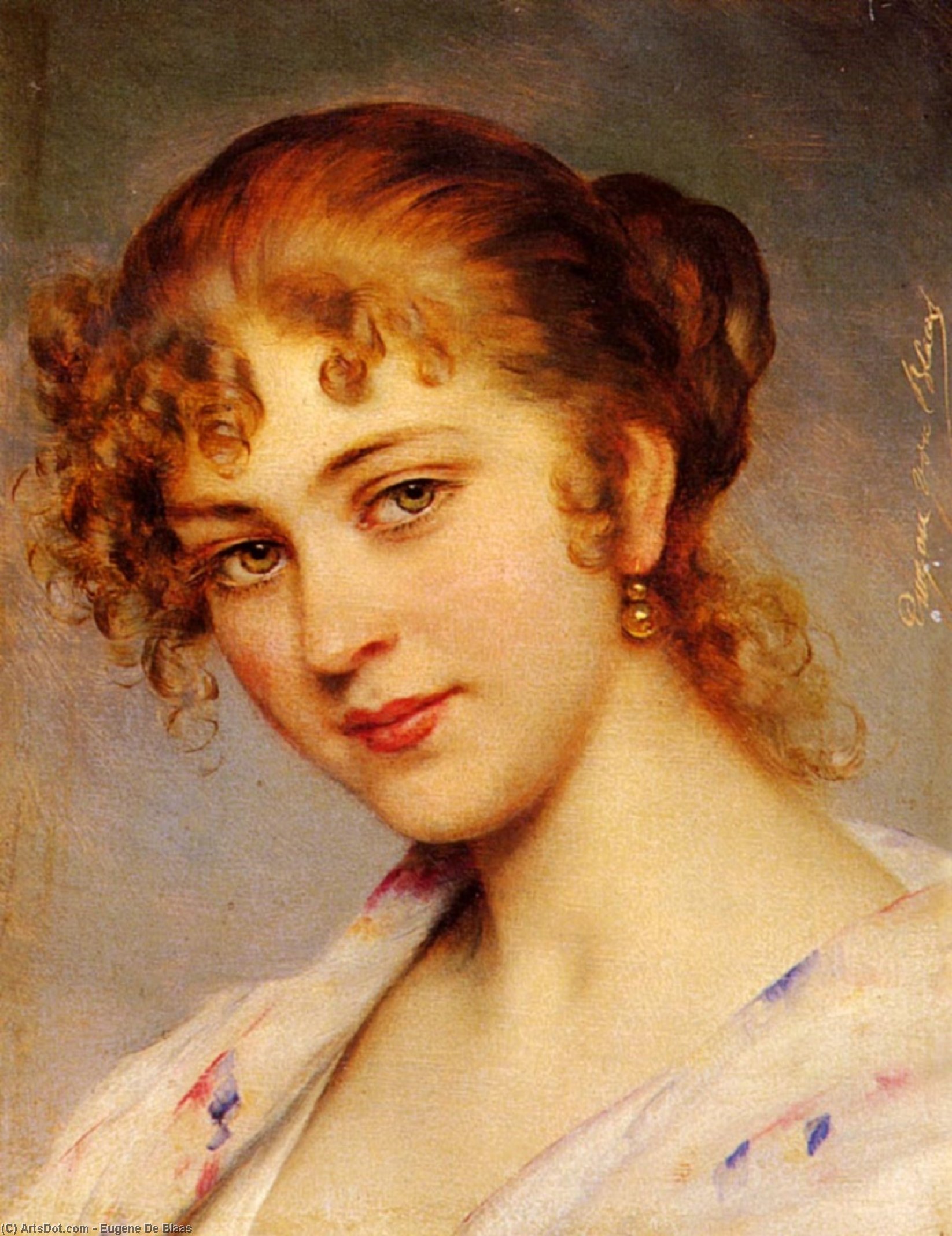 Wikioo.org - The Encyclopedia of Fine Arts - Painting, Artwork by Eugene De Blaas - A Portrait Of A Young Lady