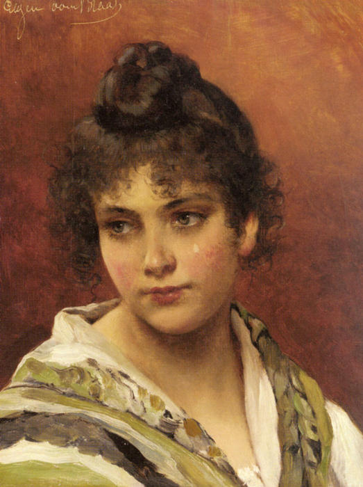 Wikioo.org - Encyklopedia Sztuk Pięknych - Malarstwo, Grafika Eugene De Blaas - A Young Beauty 1