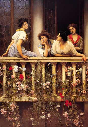 WikiOO.org - אנציקלופדיה לאמנויות יפות - ציור, יצירות אמנות Eugene De Blaas - Balcony