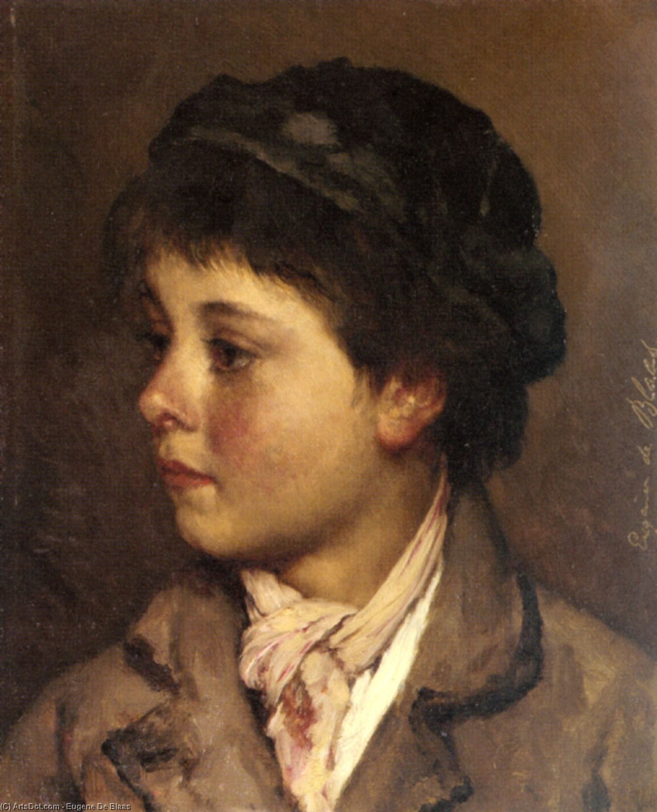 WikiOO.org - Encyclopedia of Fine Arts - Maalaus, taideteos Eugene De Blaas - Head of a Young Boy