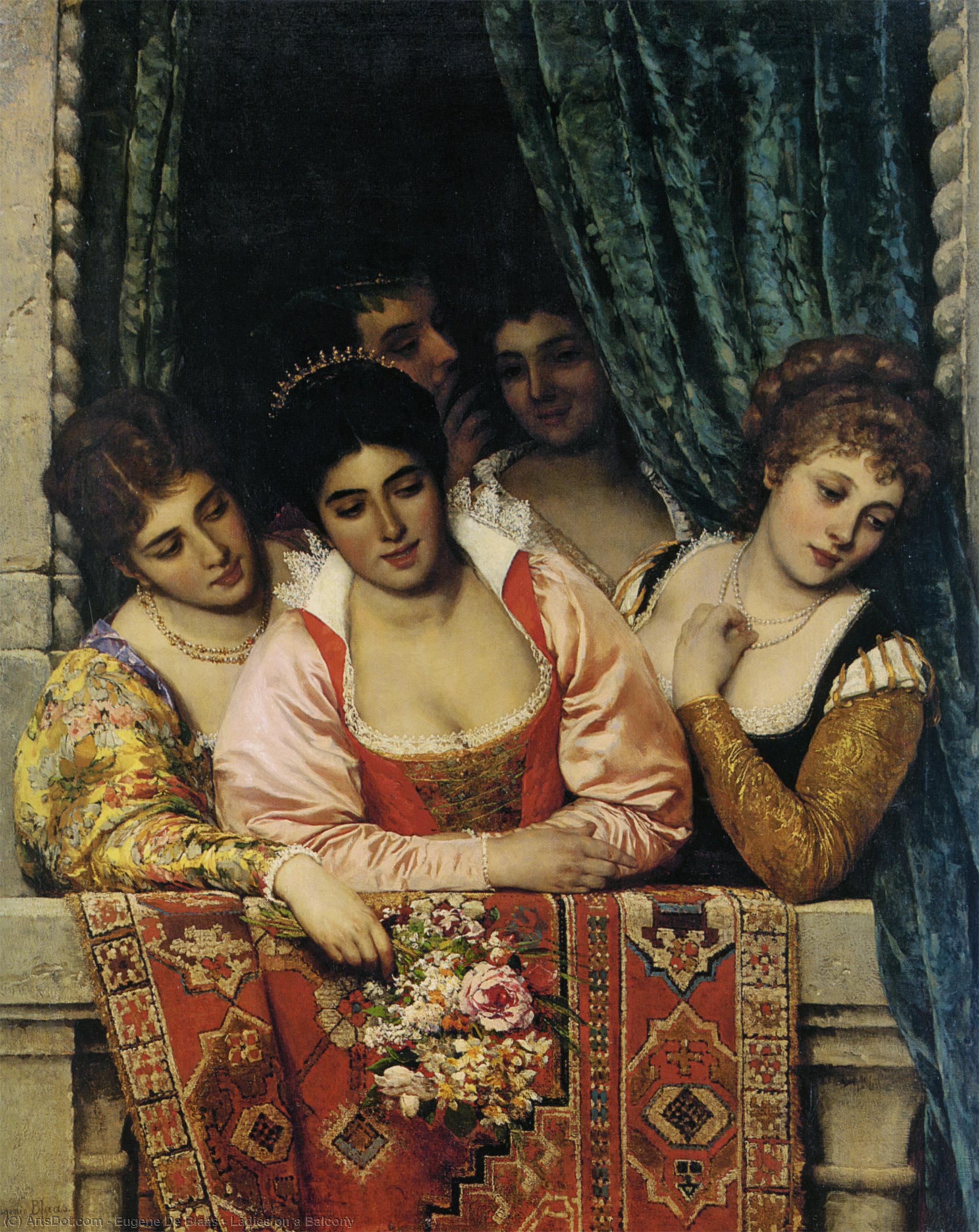 WikiOO.org - Encyclopedia of Fine Arts - Lukisan, Artwork Eugene De Blaas - Ladies on a Balcony