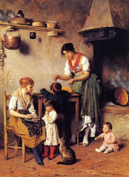 WikiOO.org - אנציקלופדיה לאמנויות יפות - ציור, יצירות אמנות Eugene De Blaas - Mother's Little Helper
