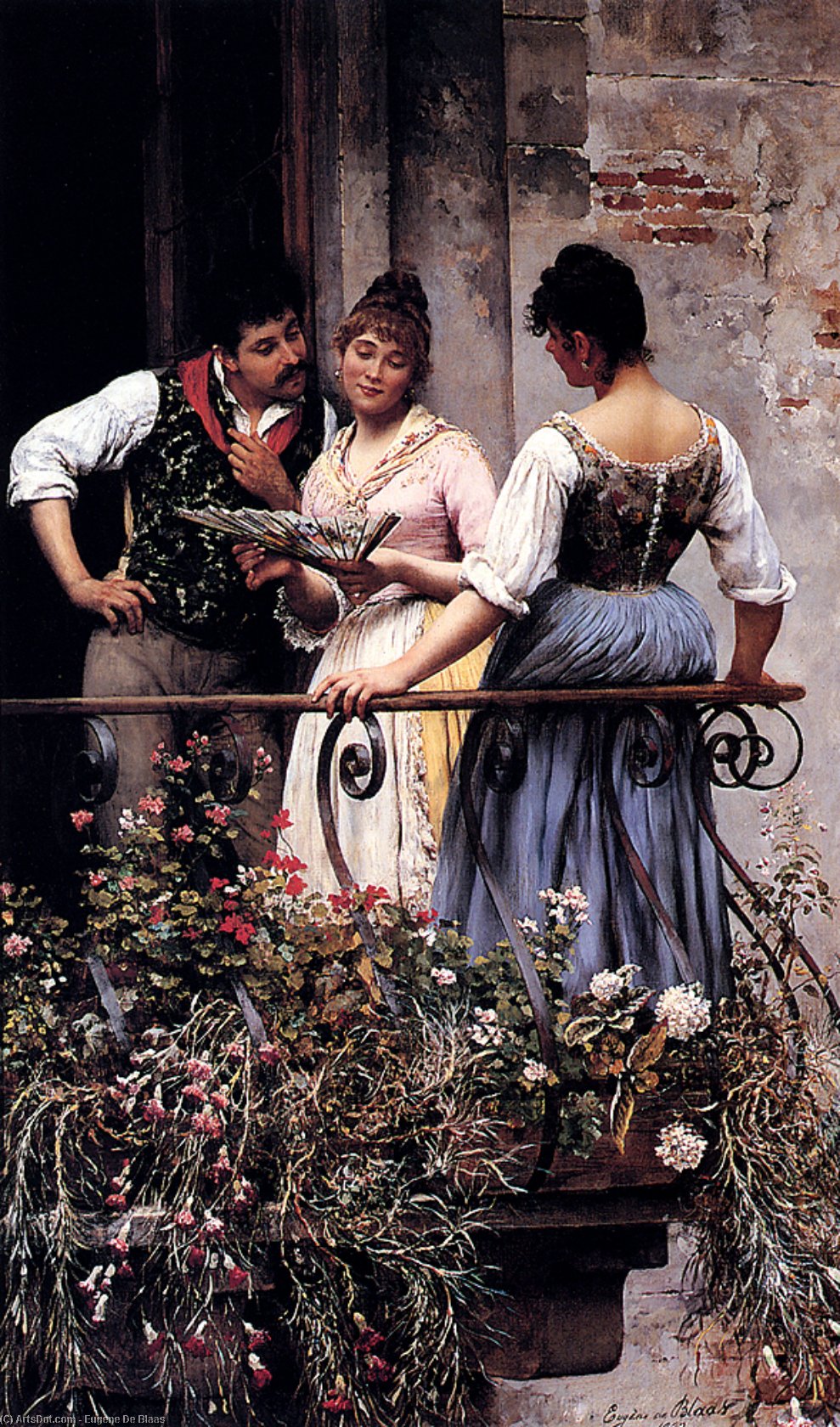 Wikioo.org - The Encyclopedia of Fine Arts - Painting, Artwork by Eugene De Blaas - On The Balcony 1