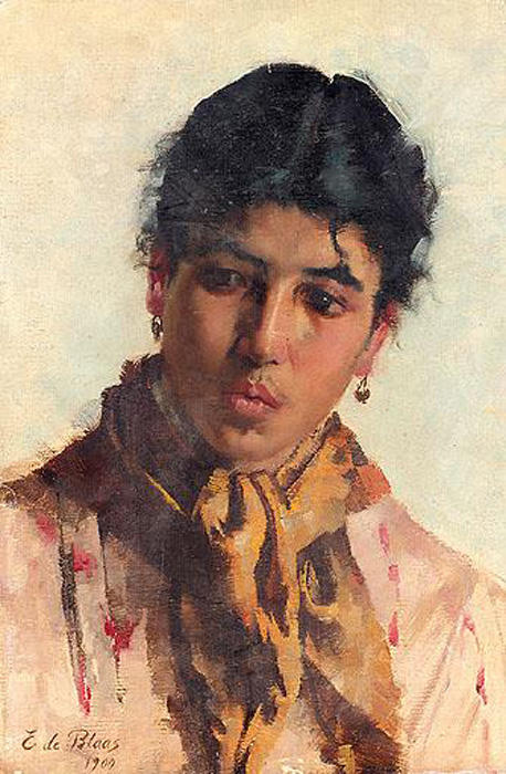WikiOO.org - אנציקלופדיה לאמנויות יפות - ציור, יצירות אמנות Eugene De Blaas - Portrait of a Woman