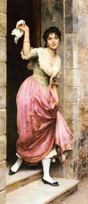 Wikioo.org - The Encyclopedia of Fine Arts - Painting, Artwork by Eugene De Blaas - The Farewell