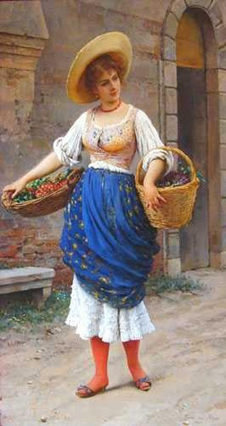 WikiOO.org - Encyclopedia of Fine Arts - Lukisan, Artwork Eugene De Blaas - The Fruit Seller