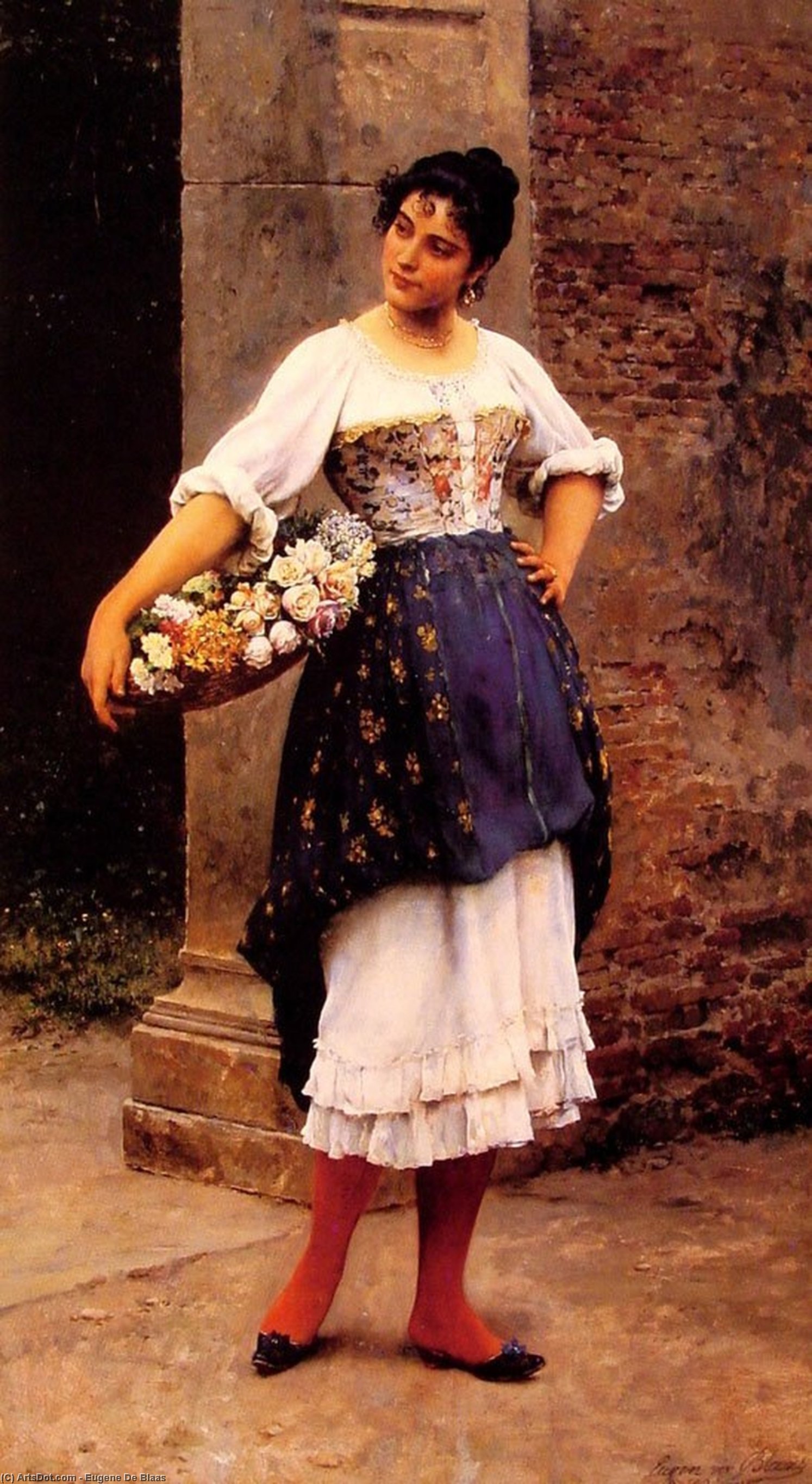 Wikioo.org - The Encyclopedia of Fine Arts - Painting, Artwork by Eugene De Blaas - Venetian Flower Seller