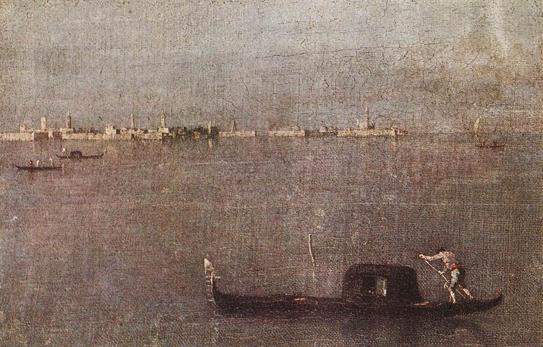 Wikioo.org - สารานุกรมวิจิตรศิลป์ - จิตรกรรม Francesco Lazzaro Guardi - Gondola in the Lagoon
