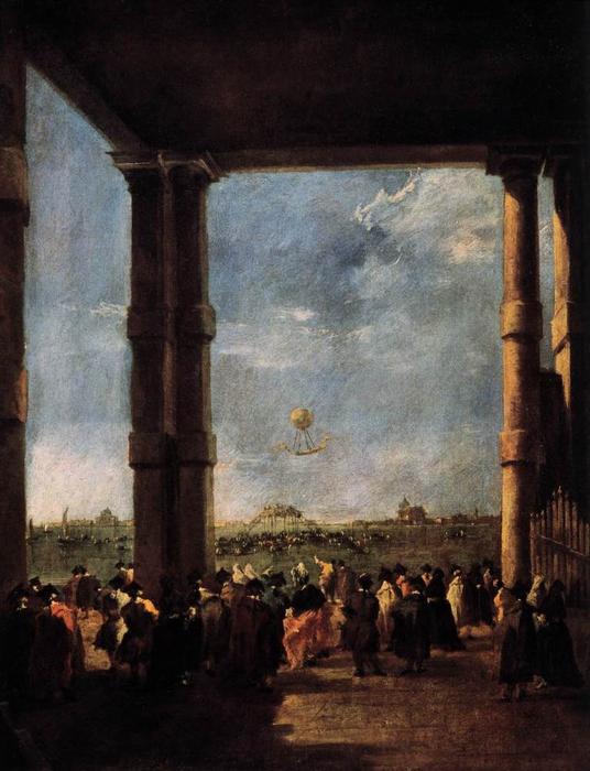 Wikioo.org - The Encyclopedia of Fine Arts - Painting, Artwork by Francesco Lazzaro Guardi - Hot-Air Balloon Rising