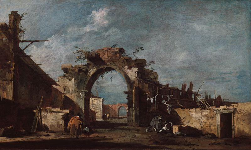 Wikioo.org - The Encyclopedia of Fine Arts - Painting, Artwork by Francesco Lazzaro Guardi - Ruined Archway