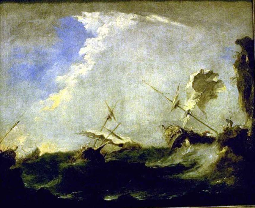 Wikioo.org - The Encyclopedia of Fine Arts - Painting, Artwork by Francesco Lazzaro Guardi - Storm at Sea
