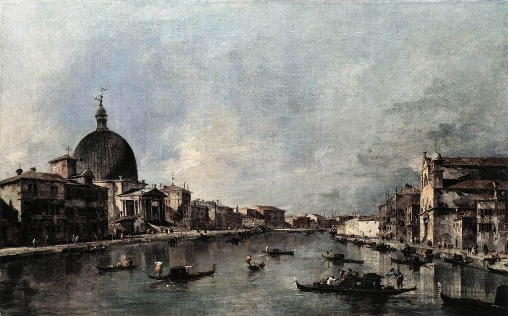 Wikioo.org - The Encyclopedia of Fine Arts - Painting, Artwork by Francesco Lazzaro Guardi - The Grand Canal with San Simeone Piccolo and Santa Lucia