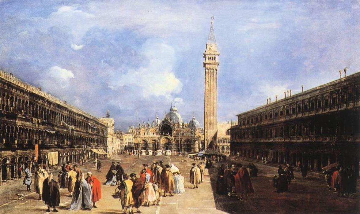 Wikioo.org - The Encyclopedia of Fine Arts - Painting, Artwork by Francesco Lazzaro Guardi - The Piazza San Marco towards the Basilica