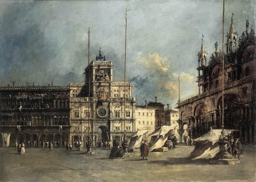 Wikioo.org - The Encyclopedia of Fine Arts - Painting, Artwork by Francesco Lazzaro Guardi - The Torre del'Orologio