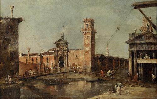 WikiOO.org - Енциклопедия за изящни изкуства - Живопис, Произведения на изкуството Francesco Lazzaro Guardi - Tor zum Arsenal in Venedig