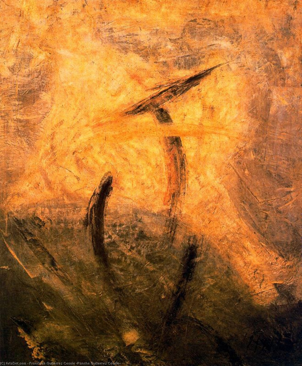 Wikioo.org - The Encyclopedia of Fine Arts - Painting, Artwork by Francisco Gutiérrez Cossio (Pancho Gutierrez Cossio) - En tormenta o La raya
