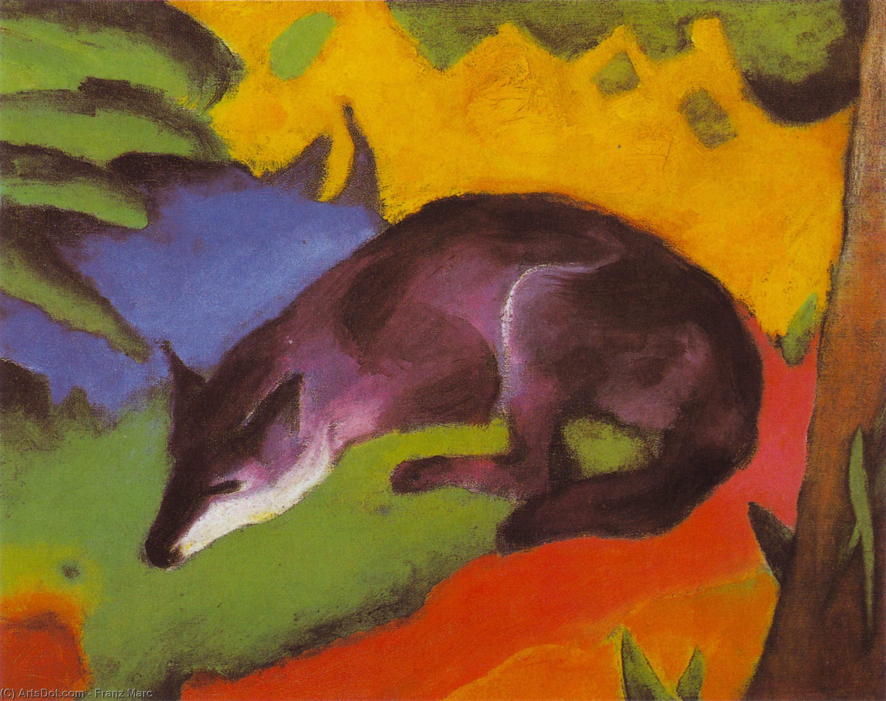 Wikioo.org - The Encyclopedia of Fine Arts - Painting, Artwork by Franz Marc - Blue-Black Fox
