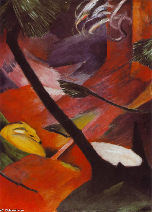 Wikioo.org - The Encyclopedia of Fine Arts - Painting, Artwork by Franz Marc - Deer in the Woods II