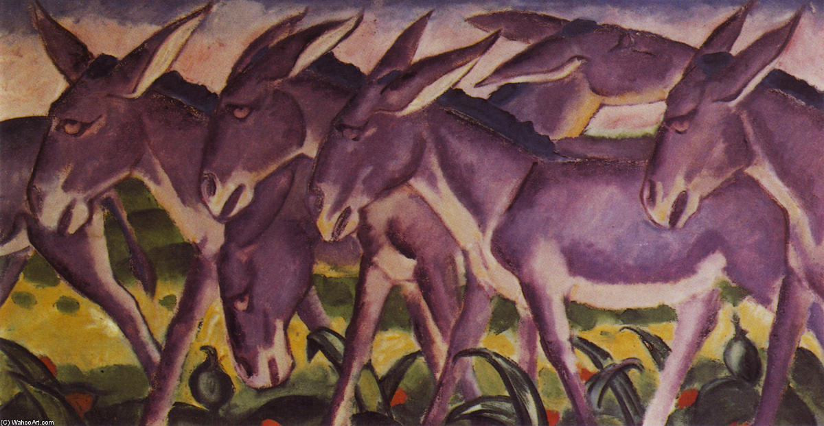 Wikioo.org - The Encyclopedia of Fine Arts - Painting, Artwork by Franz Marc - Donkey Frieze
