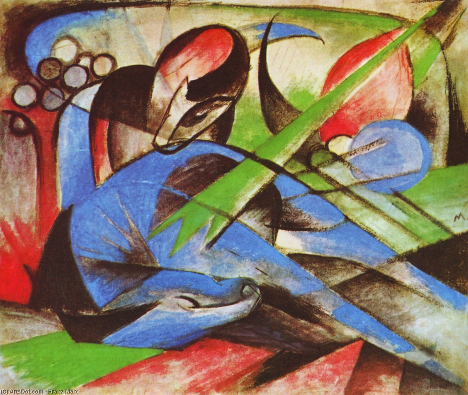 Wikioo.org - The Encyclopedia of Fine Arts - Painting, Artwork by Franz Marc - Dreaming Horse