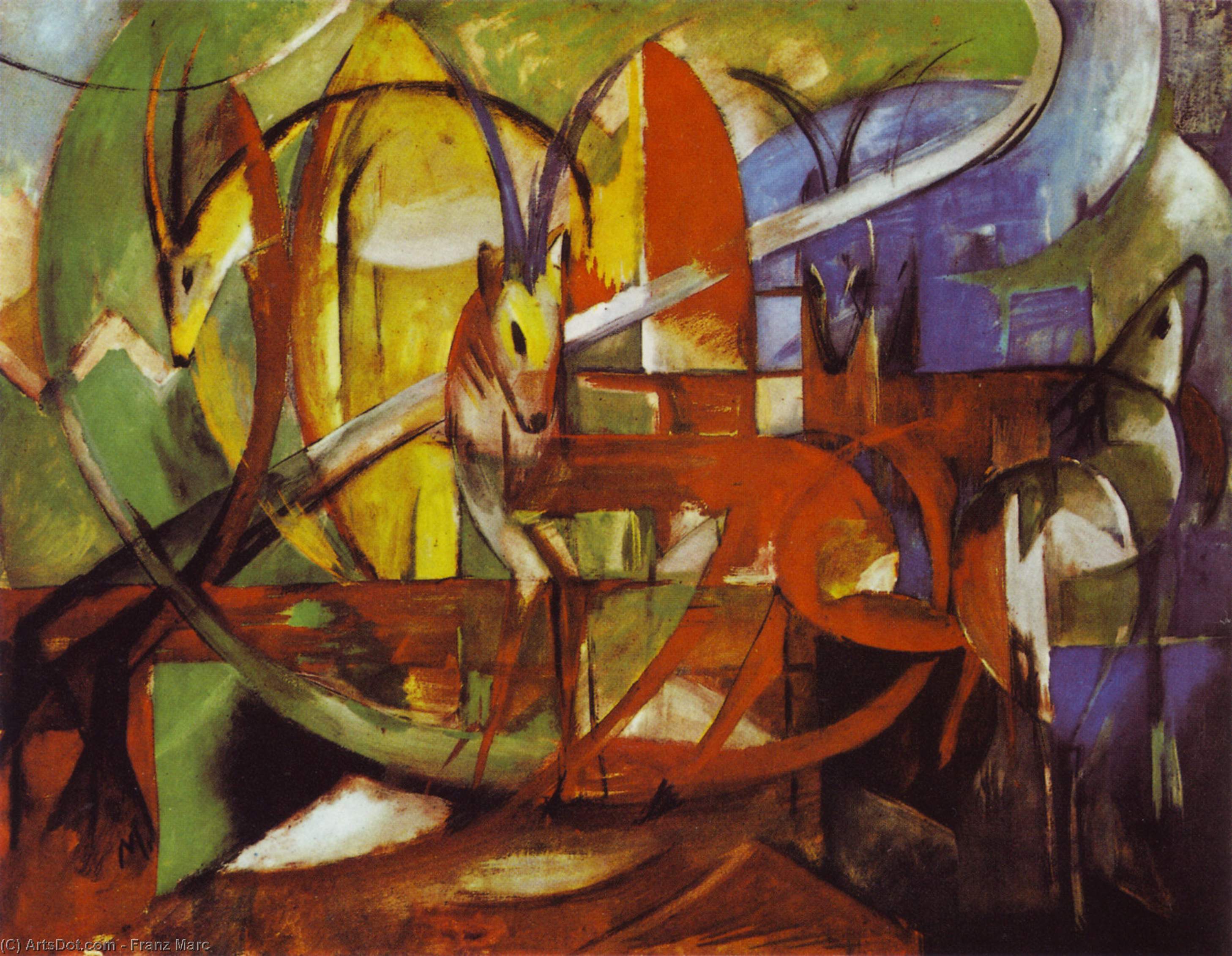 Wikioo.org - The Encyclopedia of Fine Arts - Painting, Artwork by Franz Marc - Gazelles