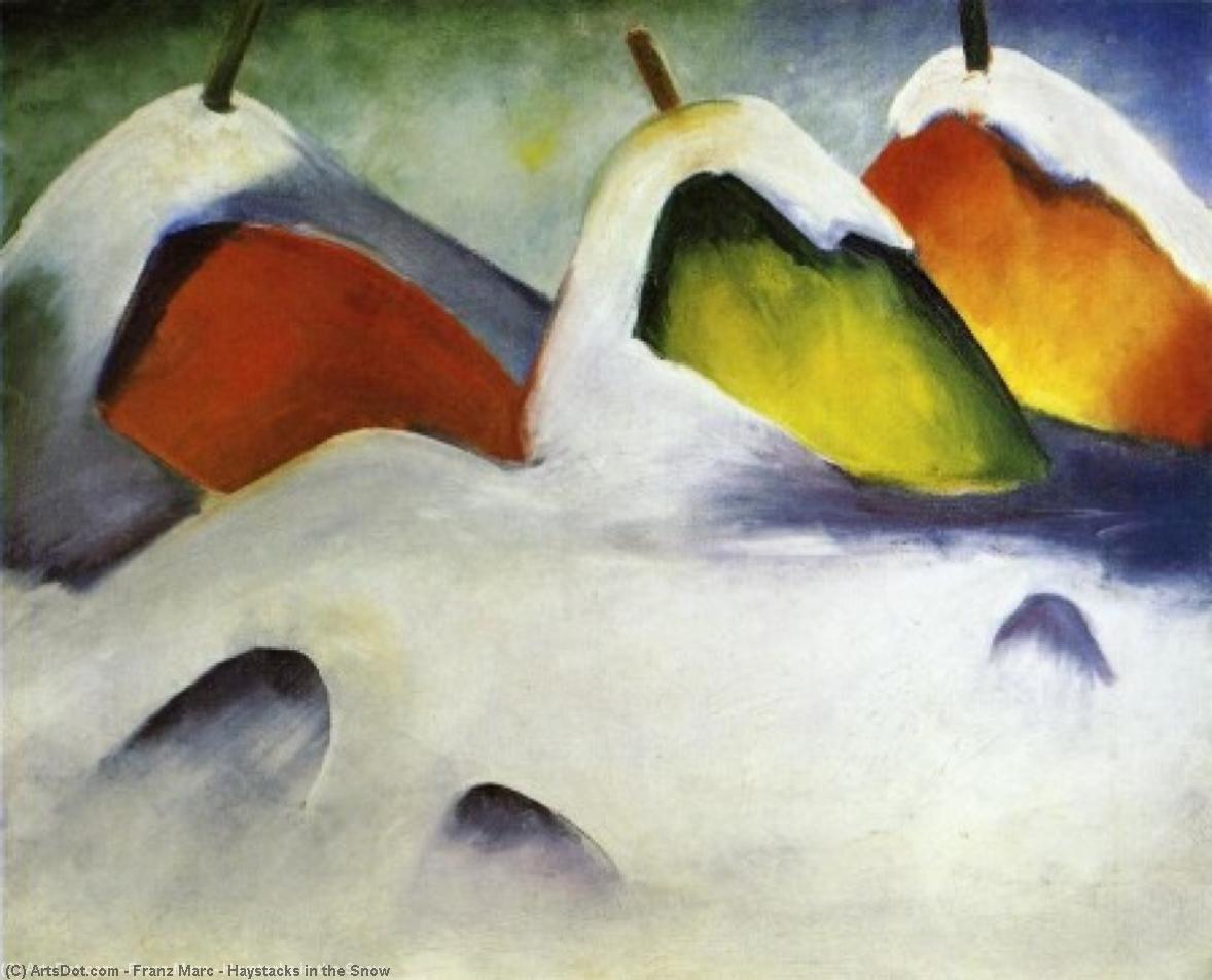 Wikioo.org - The Encyclopedia of Fine Arts - Painting, Artwork by Franz Marc - Haystacks in the Snow