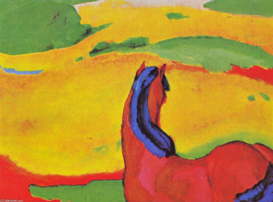 Wikioo.org - The Encyclopedia of Fine Arts - Painting, Artwork by Franz Marc - Horse in a Landscape (Pferd in Landschaft)