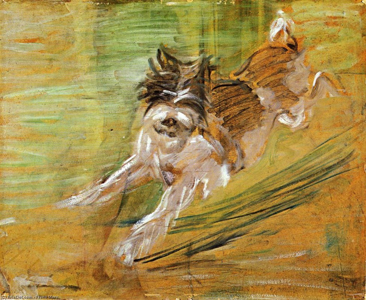 Wikioo.org - The Encyclopedia of Fine Arts - Painting, Artwork by Franz Marc - Jumping Dog Schlick