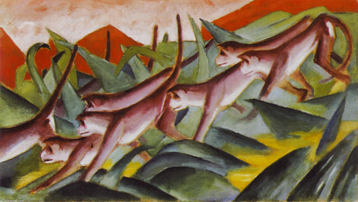 Wikioo.org - The Encyclopedia of Fine Arts - Painting, Artwork by Franz Marc - Monkey Frieze