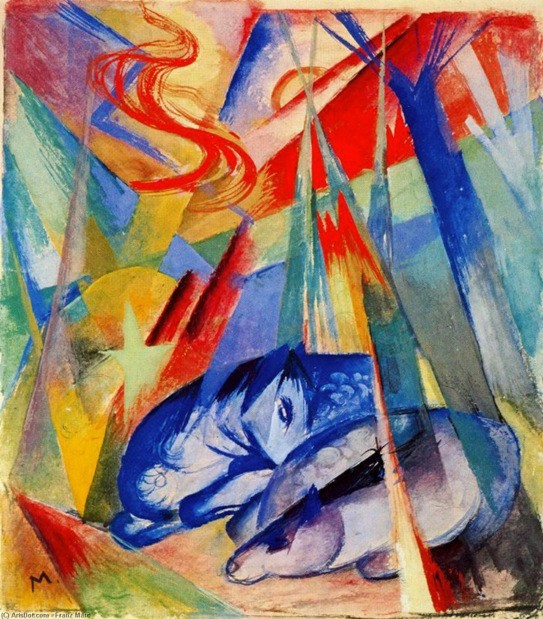 Wikioo.org - The Encyclopedia of Fine Arts - Painting, Artwork by Franz Marc - Sleeping Animals