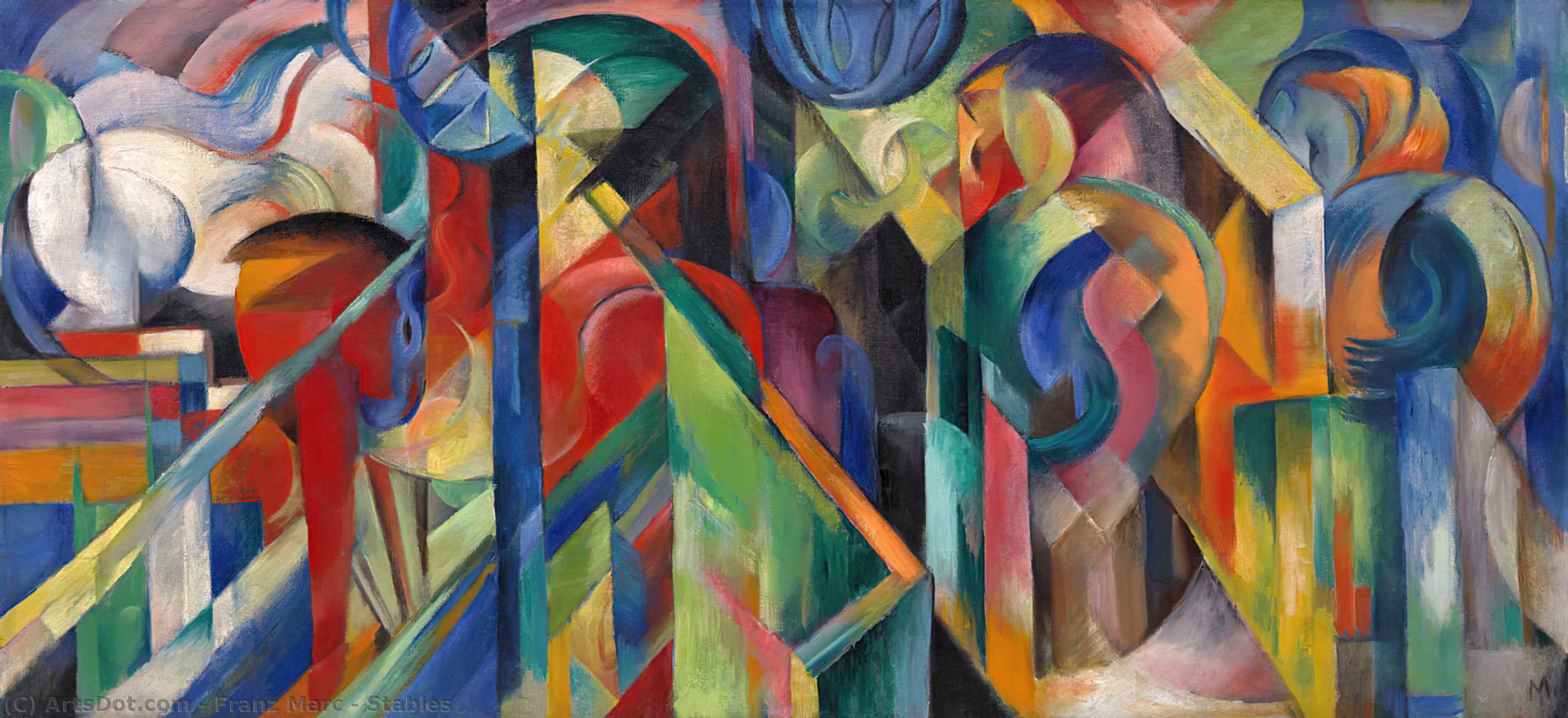 Wikioo.org - The Encyclopedia of Fine Arts - Painting, Artwork by Franz Marc - Stables
