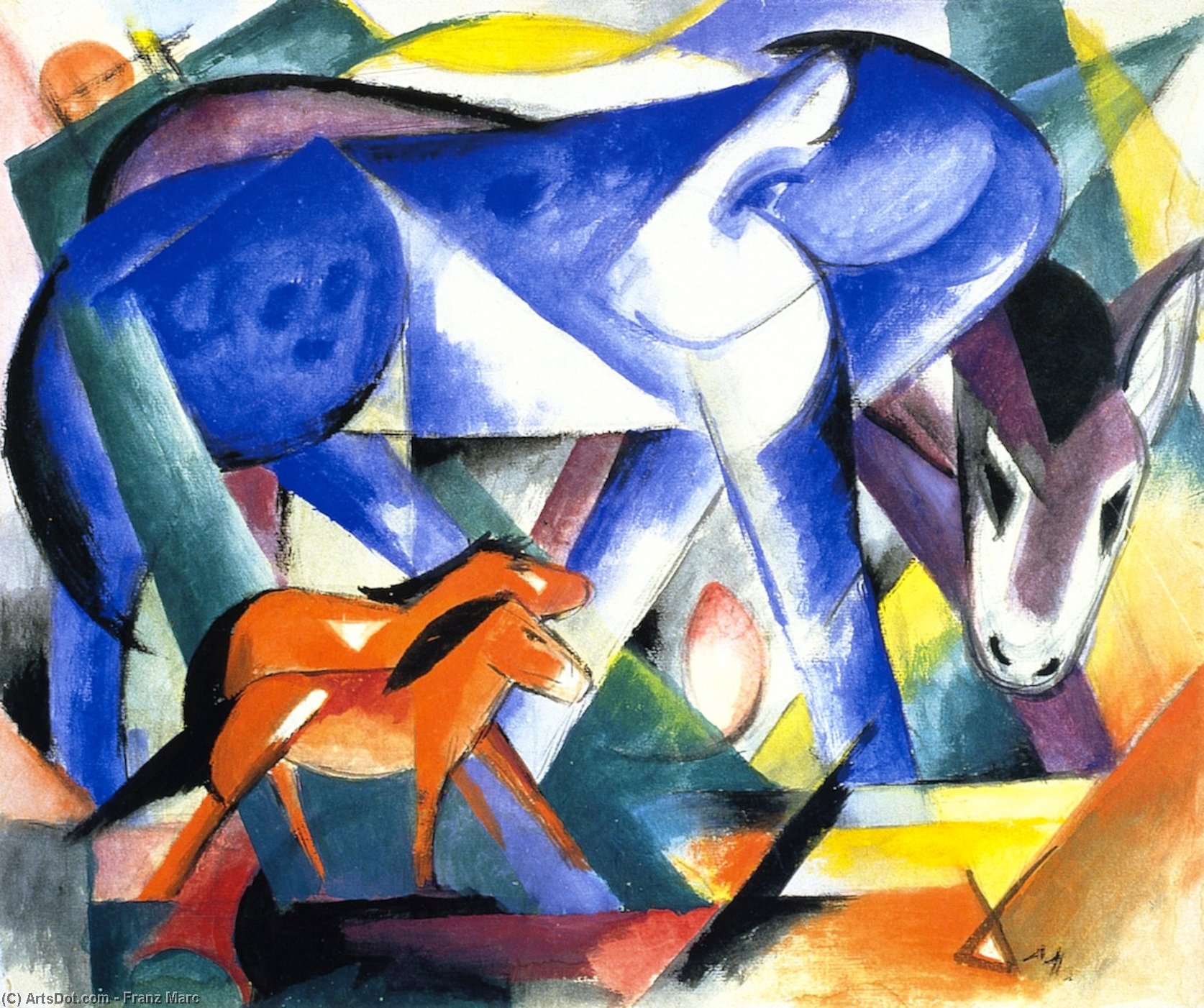 Wikoo.org - موسوعة الفنون الجميلة - اللوحة، العمل الفني Franz Marc - The First Animals